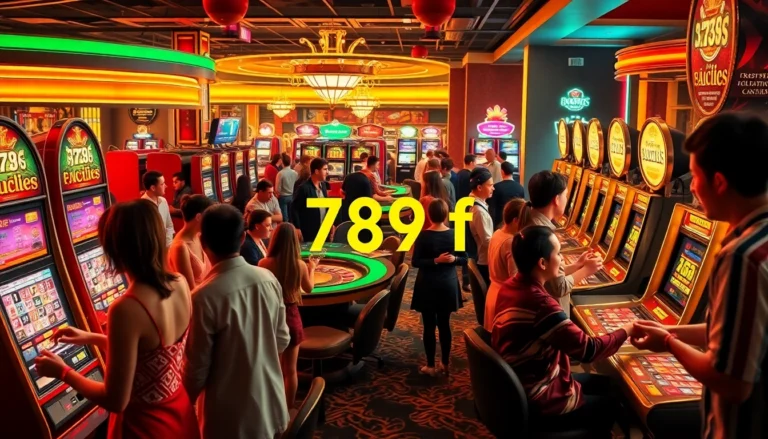In a vibrant casino setting, players enjoy thrilling games and slot machines at 789f, showcasing the excitement of gambling action.