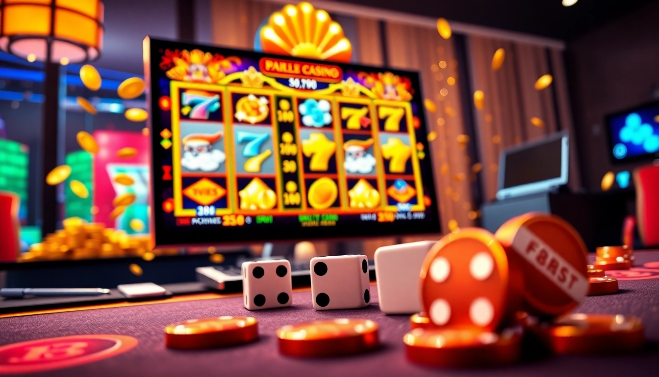 Spin the reels on f8bet.com with vibrant slot machines and lively poker chips in play.