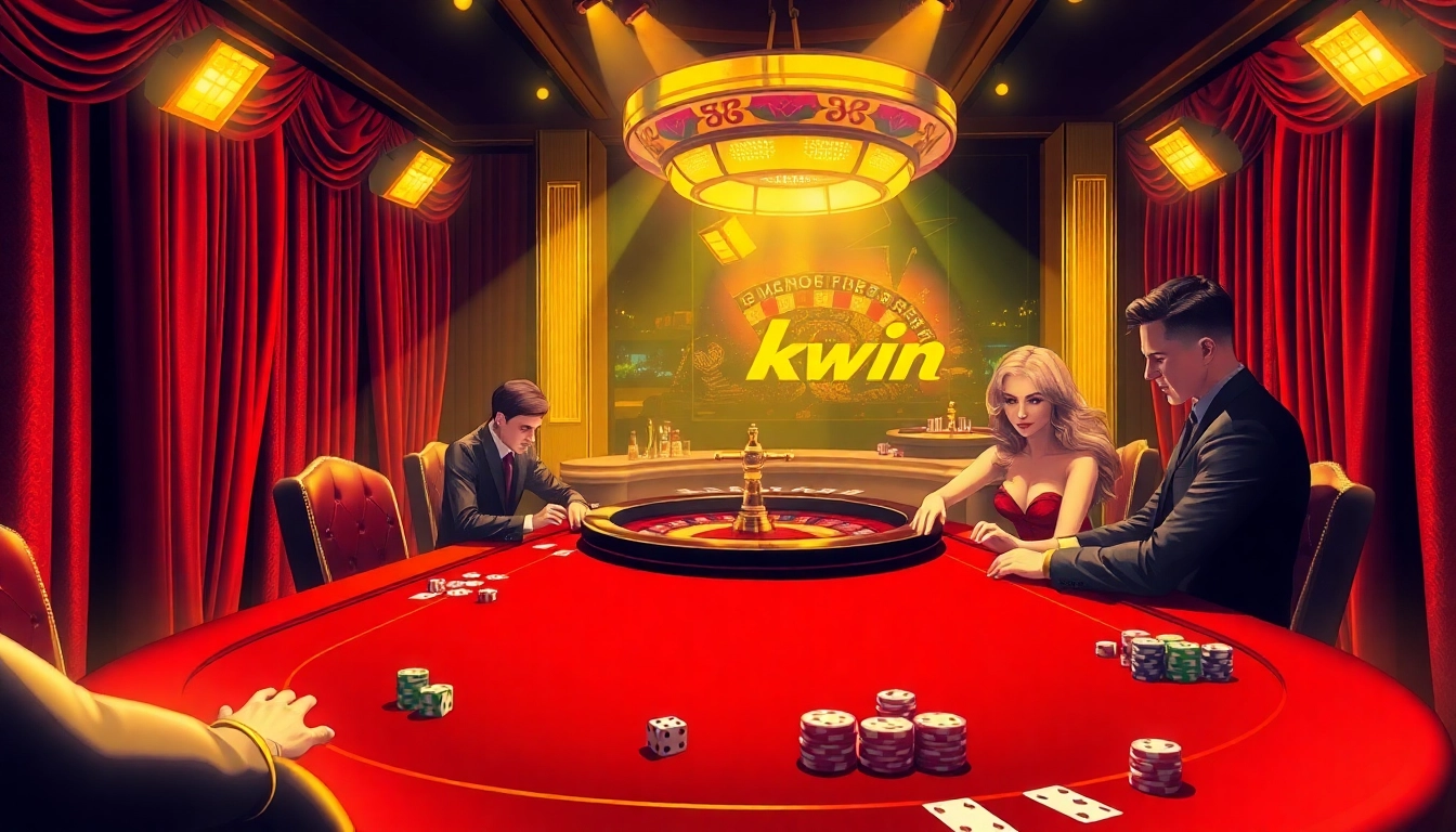 Kkwin casino table with players at a high-stakes poker game, showcasing excitement and strategy.